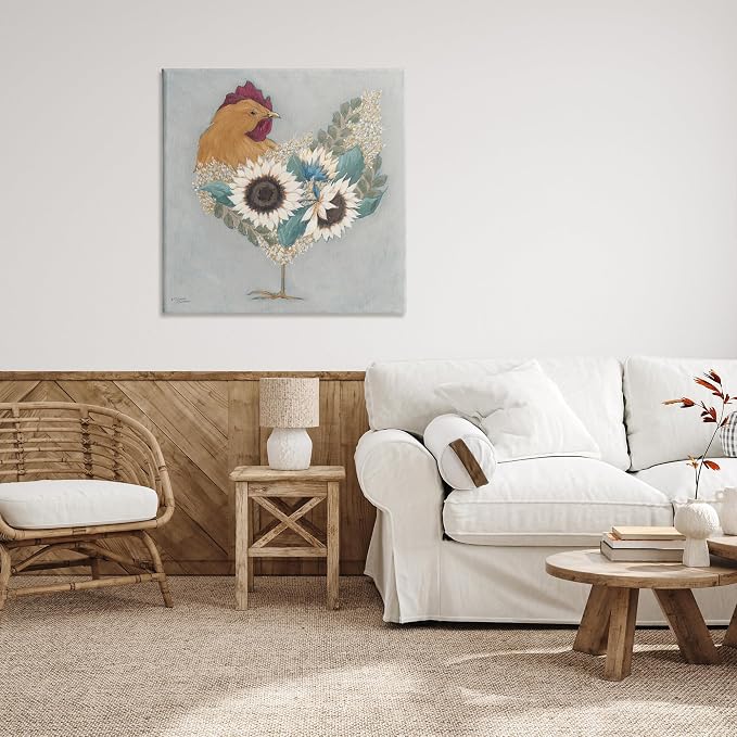 Stupell Industries Rooster Floral Blossom, 36 x 36 Inch Canvas Wall Art | Stupell Industries · By Michele Norman · Ready to hang · Farmhouse country charm for any room · Made in USA