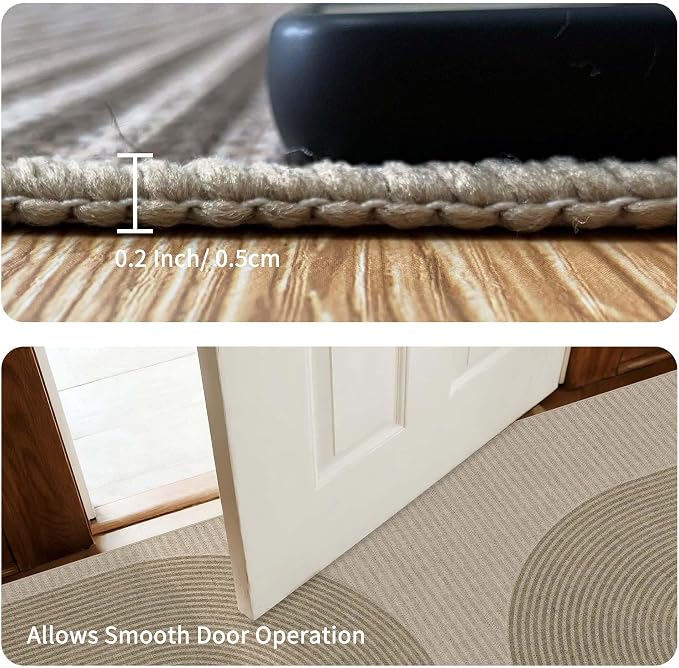 Non-Slip Jute Rug for Entryway: 3x5 Outdoor Mat - Grey Curve Pattern | Safe Walking for Family All Day and Help with Cutting Slip Falls by 70%