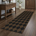 Rugalia Easy Jute Checkered Runner Rug, 2x6 Coffee Modern Washable Rugs Runner for Hallway Non-Slip Kitchen Runner Rug, Geometric Diamond Indoor Outdoor Carpet for Porch Laundry Entryway