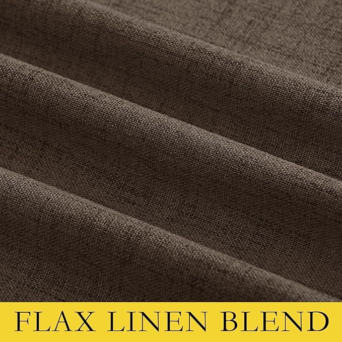 NICETOWN Coffee Vintage Linen 100% Blackout Curtains for Living Room, Thermal Insulated Curtains 120" Long, Noise Reducing Window Treatment Drapes for Hall Room, 52" Wide Per Panel, Set of 2