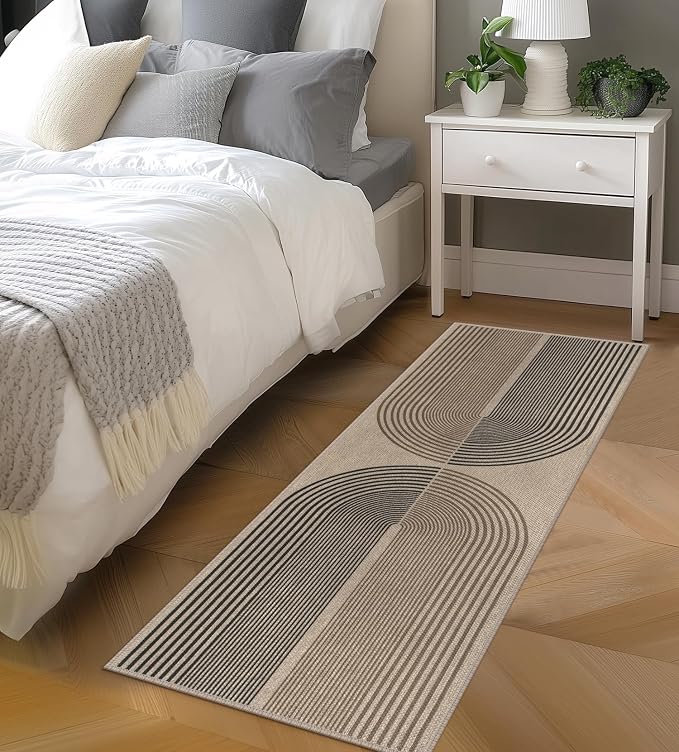 Rugalia Easy Jute Rainbow Runner Rug, 2x6 Washable Rugs Runner for Hallway Non-Slip Boho Farmhouse Long Kitchen Rug, Modern Abstract Indoor Outdoor Carpet for Porch Laundry Entryway