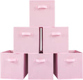 Stero 13x13x13 Inch Fabric Storage Bins 6 Pack Fun Colored Durable Storage Cubes with Handles Foldable Cube Baskets for Home, Kids Room, Closet and Toys Organization Pink