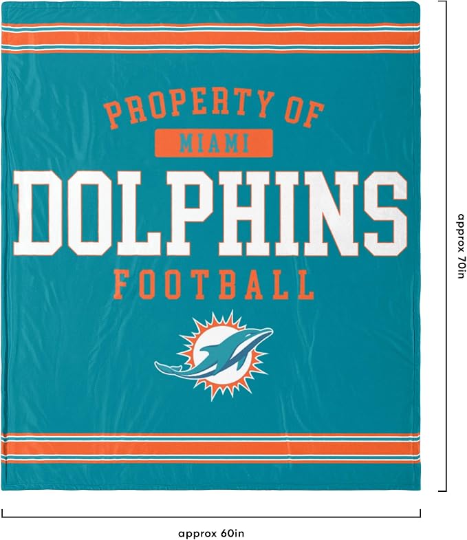FOCO Miami Dolphins NFL Team Property Of Sherpa Fleece Blanket