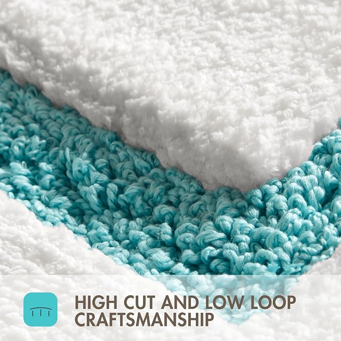 Madison Park Roan Border Tufted Bath Rug Non-Slip Absorbent, 24 x 36, Aqua | Microfiber, Soft Pile, Machine Washable, OEKO-TEX Certified, Plush Bathroom Mat, Non Slip TPR Backing