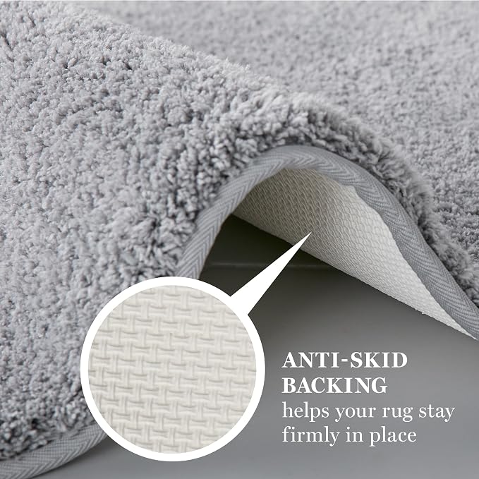 MARTHA STEWART Drylon Microfiber Bath Rug - 1 Piece, Ultra Soft Plush, Non-Slip, Thick, Washable Bathroom Rugs, Home Decor Accessories, Household Essentials, Small Bath Mat, 17" x 24", Dark Gray