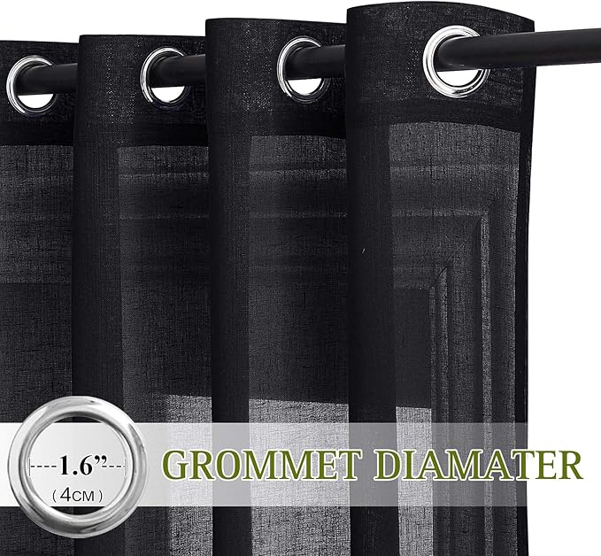 NICETOWN Linen Sheer Black Curtains - Image 3