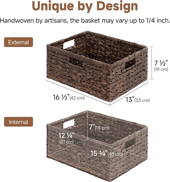 StorageWorks Large Wicker Baskets,Water Hyacinth Woven Baskets,1-Pack | Large Wicker Baskets for Organizing,Wicker Storage Baskets for Shelves,Shelf Baskets for Organizing with Handle,Pantry Basket