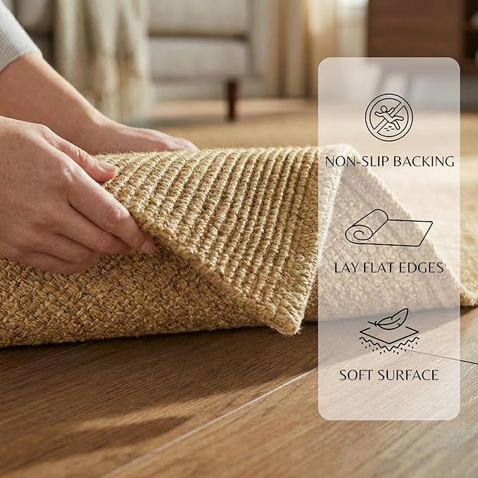 THE BEER VALLEY Woven Entryway Rug 2x3 Feet - Tan | Non Slip Kitchen Indoor Throw Door Mat for Bedroom, Washable Outdoor Low Pile Patio Orange Rugs