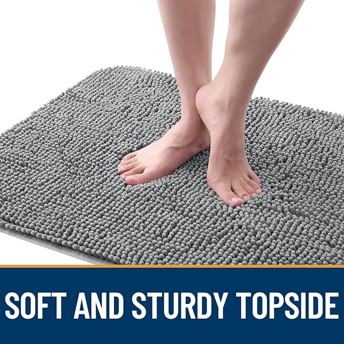 OLANLY Dog Door Mat for Muddy Paws 44x32, Absorbs Moisture and Dirt, Absorbent Non-Slip Washable Doormat, Quick Dry Chenille Mud Mat for Dogs, Entry Indoor Entryway Carpet for Inside Floor, Grey