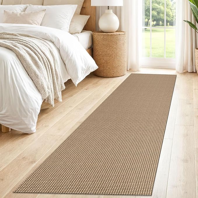IOHOUZE Washable Runner Rug 2x8 Non Slip Rubber Backed Hallway Runner Entryway Runner Indoor, Kitchen Rugs Woven Cotton Floor Carpet for Hall Entrance Bedroom, Orange/Tan/Brown