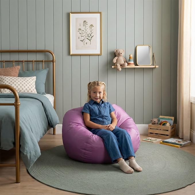 Big Joe Classic Bean Bag Chair for Kids Bedroom and Reading Nook, Easy-Clean Radiant Orchid, Durable Nylon Polyester Blend, 2 feet Refillable | 2 feet, Smartmax Fabric, Polystyrene Bean Filled, Refillable, Nylon Polyester, Safe for Kids Ages 3+, Suppor...