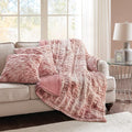 Comfort Spaces Ruched Throw Set Faux Fur Blanket, 50 x 60, Blush Tie Dye | Ultra Soft, Cozy Warmth for Sofa or Bed, Plush, OEKO-TEX Certified