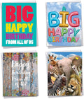 The Best Card Company - 4 Birthday Cards Bulk Bundle (8.5 x 11 Inch) - Jumbo Greeting Cards w/Envelopes - From a Group