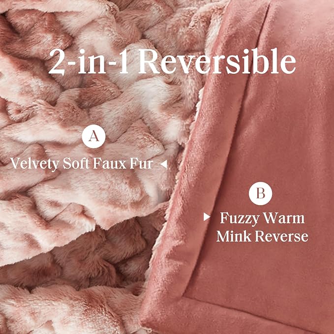 Madison Park Ruched Fur Throw Faux Fur Blanket, 50" x 60", Pink Tie Dye | Luxury, Premium, Soft Cozy Brushed Long Pile, All Season Plush Modern OEKO- TEX Certification Warm For Bed, Couch or Sofa