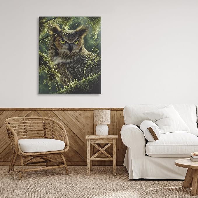 Owl Woodland Camouflage Nature, 24 x 30 Inch Canvas Wall Art | Stupell Industries · By Collin Bogle · Ready to hang · Great for lodge style rooms · Made in USA