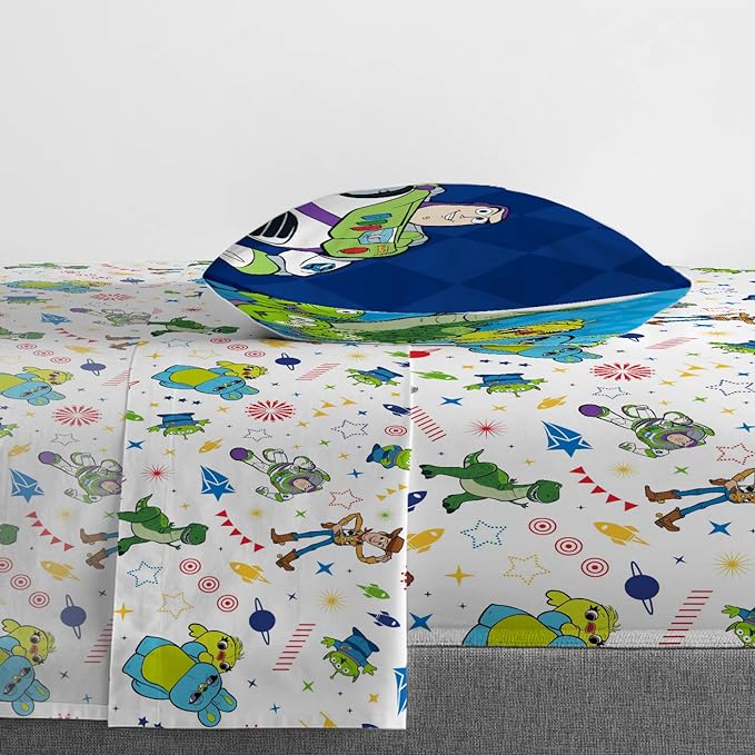 Jay Franco Disney Toy Story Kids Twin Sheet Set 3 Piece - Super Soft Microfiber Bedding, Reversible, Deep Pocket, Breathable, Machine Washable, Woody Buzz Lightyear (Official Disney Product)