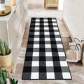 FONEYI Buffalo Plaid Outdoor Rug for Front Door Mats, 2'x6' Black and White Checkered Layered Door Mat with Non Slip Backing, Washable Entryway Rug for Porch, Front Porch and Farmhouse Decor