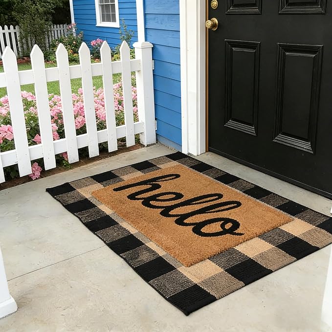 Brown and Black Buffalo Plaid Rug 2'4'' x 3'7'', Washable Farmhouse Non-Slip Checkered Doormat, Indoor Outdoor Floor Mat for Living Room, Bedroom, Entryway, Kitchen, Laundry Room