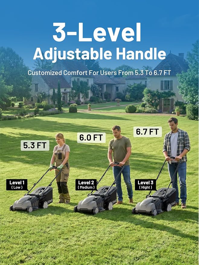 Litheli 40V Lawn Mower 18" Electric Self Propelled, Lightweight Cordless Lawn Mower Brushless with 6-Position Height Adjustment,20V 4.0Ah Battery