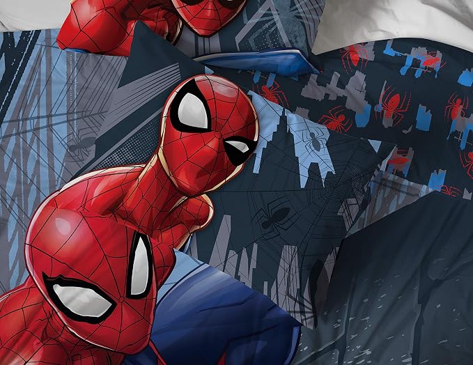 Marvel Spiderman Full Comforter Set 5 Piece Kids Bedding for Boys, Multi | Bed in a Bag, Comforter Sheets Pillowcases, Official Product, Soft Microfiber, Machine Washable, Easy Care, Boys Gift