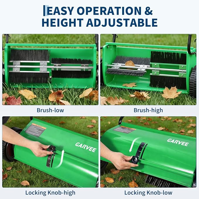 Push Lawn Sweeper, 26-Inch Width, 7 Cu. ft. Hopper Capacity, 4 Spinning Brushes