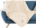 Waterproof Pet Blanket - 50x60-Inch Reversible Sherpa Fleece Throw Protects Couches, Cars, and Beds from Spills, Stains, and Fur by PETMAKER (Cream)