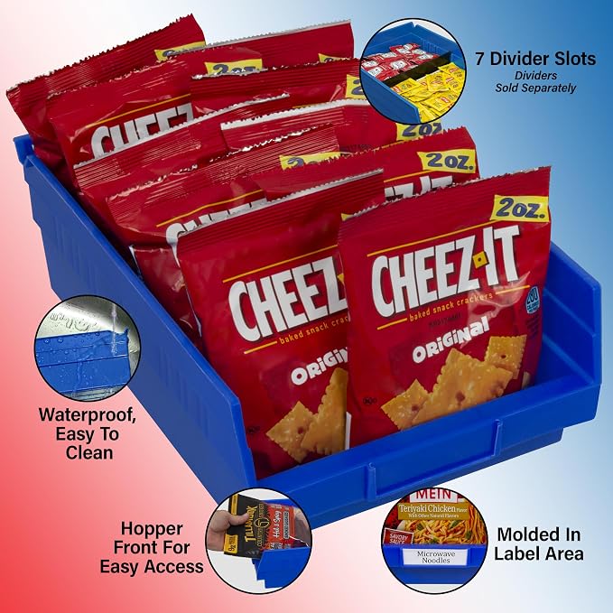 Akro-Mils 30150 Heavy Duty Plastic Shelf Bins, 12"x 8"x 4", Blue, 12-Pack | Heavy Duty Nesting Storage Bins for Garage, Closet, Refrigerator, Kitchen, Cabinet, Drawer Organization, Pantry Organization