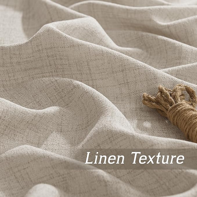 RYB HOME Natural Beige Linen Sheer Curtains 120 inches Long - Image 4