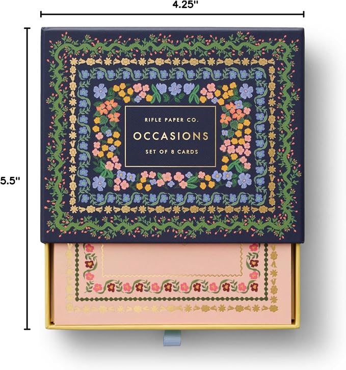 RIFLE PAPER CO. Wildwood Thank You Keepsake Card Boxed Set of 8, 4.25" L x 5.5" W Blank Interior Lets Your Thoughtful Handwritten Note Take Center Stage, Crafted in the USA