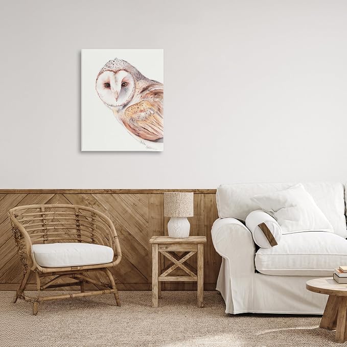 Peeking Barn Owl Gaze Wildlife, 16 x 20 Inch Canvas Wall Art | Stupell Industries · By Cady Driver · Ready to hang · Rustic cabin and lodge decor · Made in USA