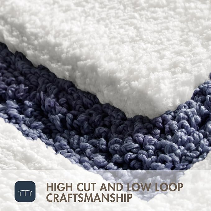 Madison Park Roan Border Tufted Bath Rug Non-Slip Absorbent, 17 x 24, Navy | Microfiber, Soft Pile, Machine Washable, OEKO-TEX Certified, Plush Bathroom Mat, Non Slip TPR Backing
