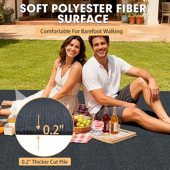 Grefinity Marine Carpet,5 FT x 25 FT Dark Gray Indoor Outdoor Carpet 0.2" Thick Boat Rug with Water-Proof TPE Backing for Home, Patio, Porch, Deck