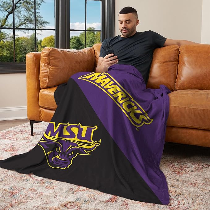 Northwest NCAA Silk Touch Throw Blanket, Ultra Soft Plush Polyester, Lightweight Warm Decorative Fan Gift, 46 x 60 in