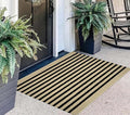 Front Door Mat Outdoor 2'x3',Black and Khaki Striped Outdoor Rug Washable Cotton Layered Door Mat Entryway Throw Rug for Indoor Entrance