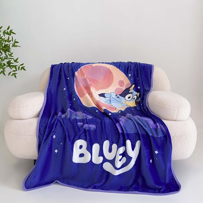 NORTHWEST Bluey Micro Raschel Throw Blanket, 46" x 60", Over The Moon