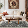 EVERGRACE Area Rugs for Living Room 5x7, Boho Floral Faux Wool Indoor Outdoor Rugs, Washable Rugs for Bedroom Dining Room Entryway Kitchen, Low Pile Floor Mat Carpet for Home Decor, Ebony Black