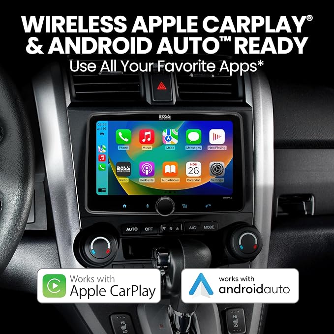 BOSS Audio Systems BCPA8 CarPlay Android Car Stereo, 8 Inch Touchscreen