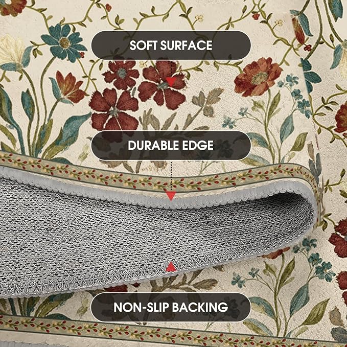 Artoid Mode Rustic Check Flower Spring Door Mat, Summer Home Decor Low-Profile Non-Slip Washable Throw Rug for Kitchen Entryway Front Door Bedroom Bathroom 2x3 Feet