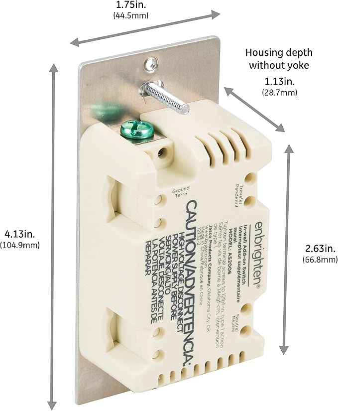 Enbrighten Z-Wave Add-On Switch, Toggle, Light Almond, 1 Pack | Not for Standalone Use, Pair with other Enbrighten Z-Wave Switches for 3-Way Setup
