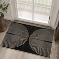 Rugalia Easy Jute Rainbow Entryway Rug, 2x3 Black Washable Non-Slip Indoor Outdoor Doormat, Boho Farmhouse Small Kitchen Rug Modern Abstract Throw Rugs for Entrance Bedroom Bathroom