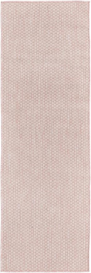 Unique Loom Collection Casual Transitional Solid Heathered Indoor/Outdoor Flatweave Area Rug (2' x 6' 1" Runner, Whisper Pink/Ivory)