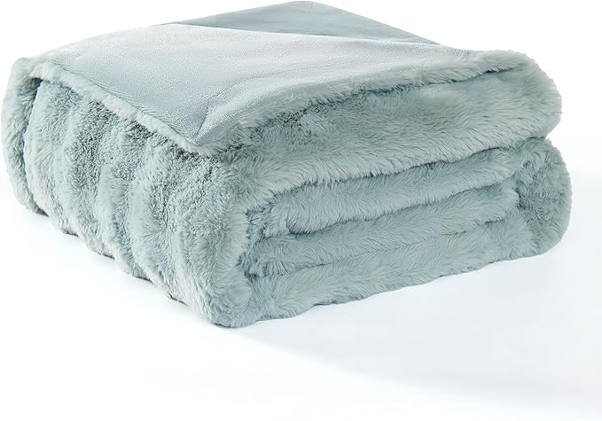 Modern Threads Water-Resistant Faux Rabbit Fur Pet Blanket for Dogs & Cats – Ultra-Soft Couch, Bed & Crate Protector, 30x40 Light Blue