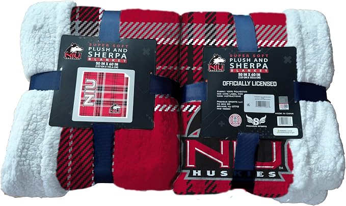 NCAA Northern Illinois Huskies Playmaker Plaid Ultra Cozy Sherpa Throw