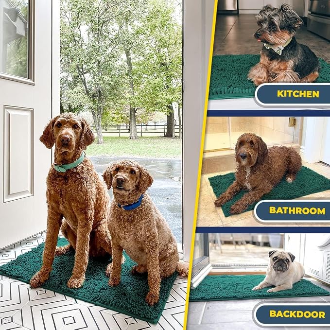 Muddy Mat® | Super Water Absorbent Door Mat Indoor, Microfiber Quick Dry Chenille Entryway Rug, Slip Resistant Front Door Mat, Indoor Mats for Entryway, Machine Washable Pet Rug, Slate Blue 19" x 30"