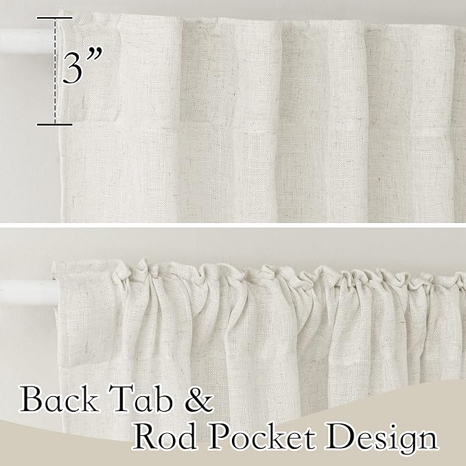 RYB HOME Extra Long Sheer Curtains, Linen Look Elegant Texture Semitransparent - Image 2