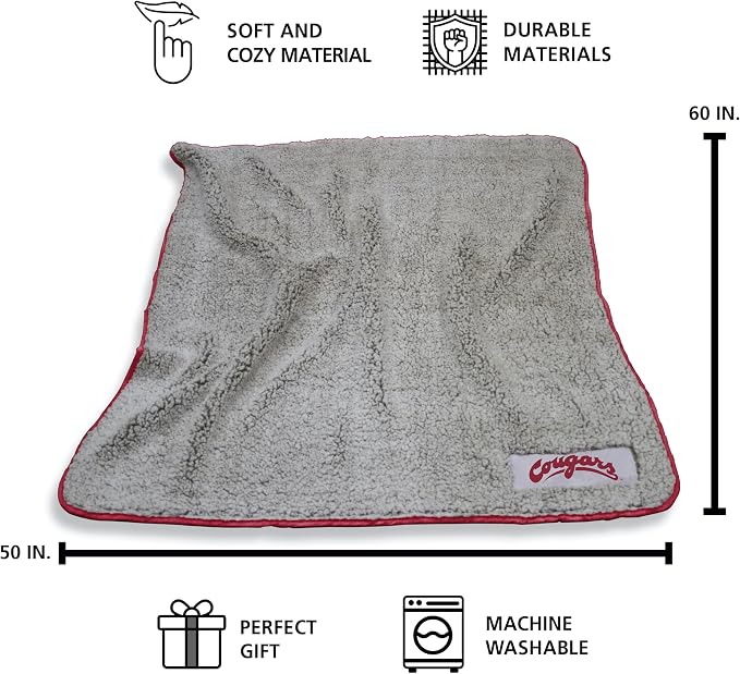 Logo Brands NCAA Frosty Fleece Blanket (50" x 60") – Soft & Warm Sherpa Material with Team Logo, Team Color Trim, Great Gift for Alumni & Students