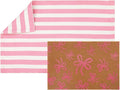 2 Pcs Outdoor Door Mat Combo Set Layered Outdoor Rug and Coir Welcome Doormat Non Slip Outside Floor Mat for Front Porch Entryway Patio Yard Decor(Light Pink Bow,24'' X 35'',24'' X 16'')