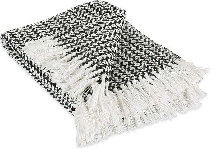 DII Arrowhead Woven Throw, 50x60 with 3" Fringe, Black, 1 Piece