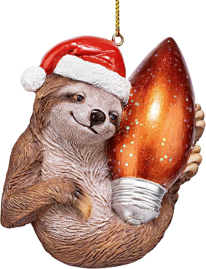 Santa's Holiday Season Sloth Christmas Ornament: Each