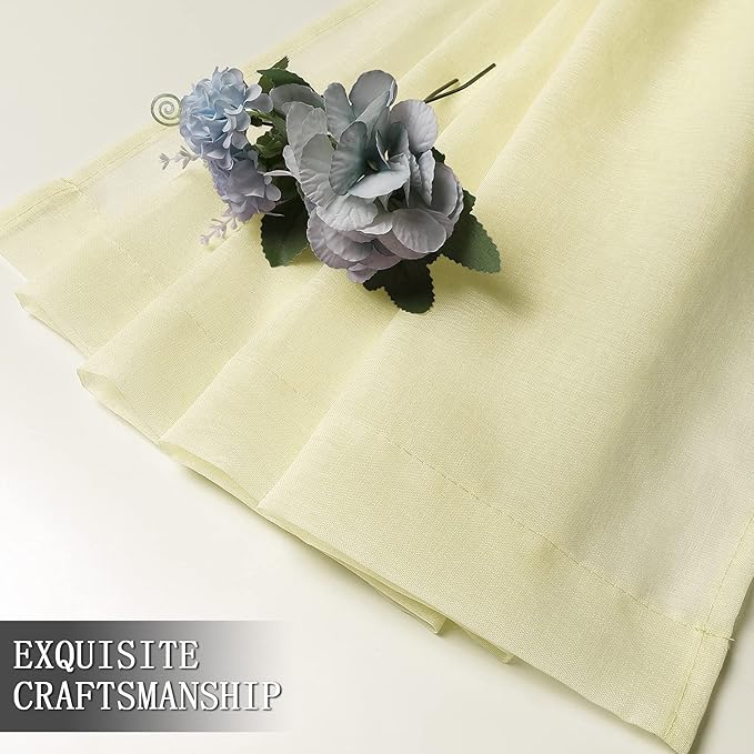 Tollpiz Sheer Curtains Linen Textured Living Room Curtain Sheers Light - Image 7
